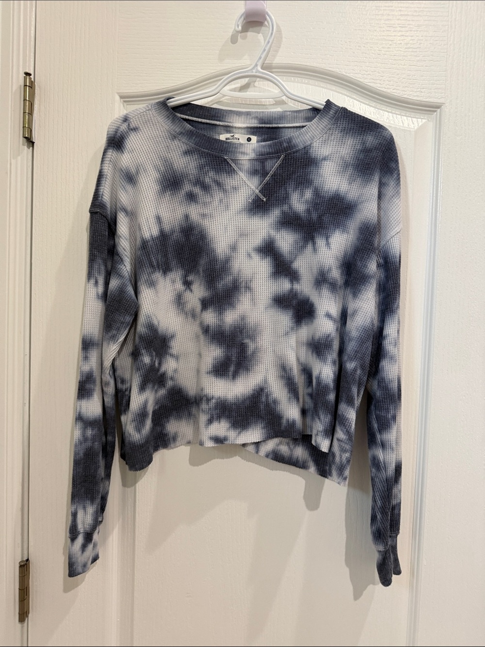 Hollistter Tie-Dye Thermal Long-Sleeve Top - Blue & White Size XS